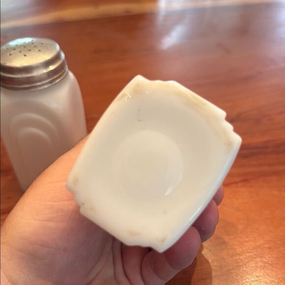 Antique Lislet Salt and Sugar Shakers Milk Glass - Picture 3 of 3